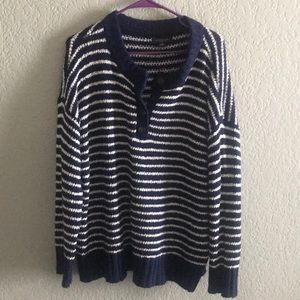 Blue and white stripped AEO knit sweater